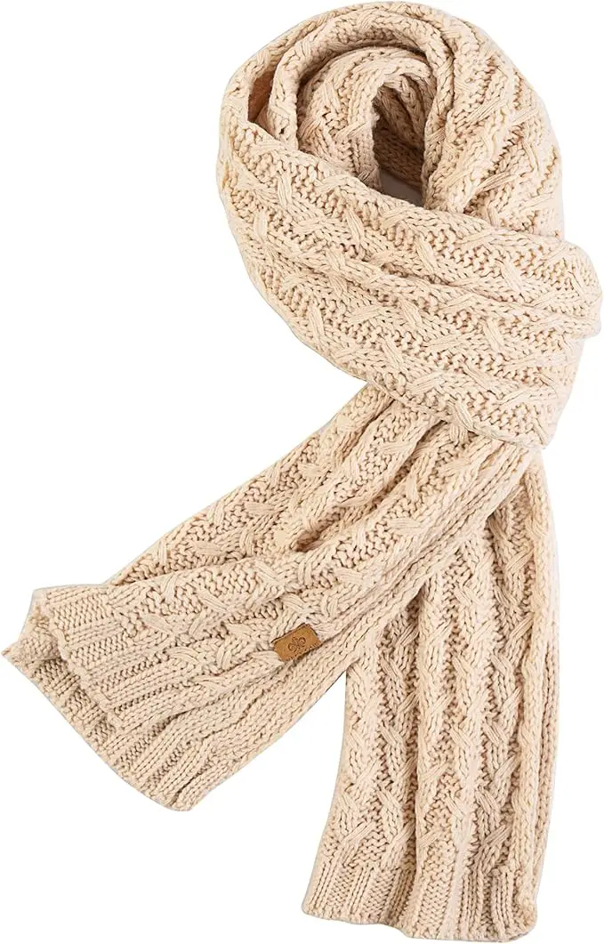 PAGE ONE Women's Ribbed Knit Scarf Winter Warm Long Big Wrap Cashmere Wool Thick Large Chunky Scarf for Women PAGE ONE Women's Ribbed Knit Scarf Winter Warm Long Big Wrap Cashmere Wool Thick Large Chunky Scarf for Women