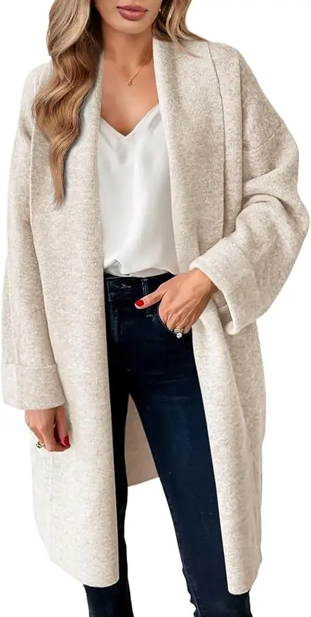 Saodimallsu Womens Long Cardigan Sweaters Chunky Open Front Oversized Slouchy Knit Fall Trendy Coatigan Jackets