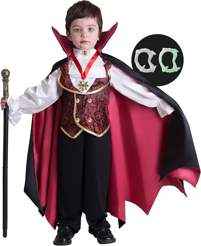 Spooktacular Creations Halloween Gothic Vampire Costume Kids, Deluxe Halloween Vampire Costumes for Dress Up, Role Play