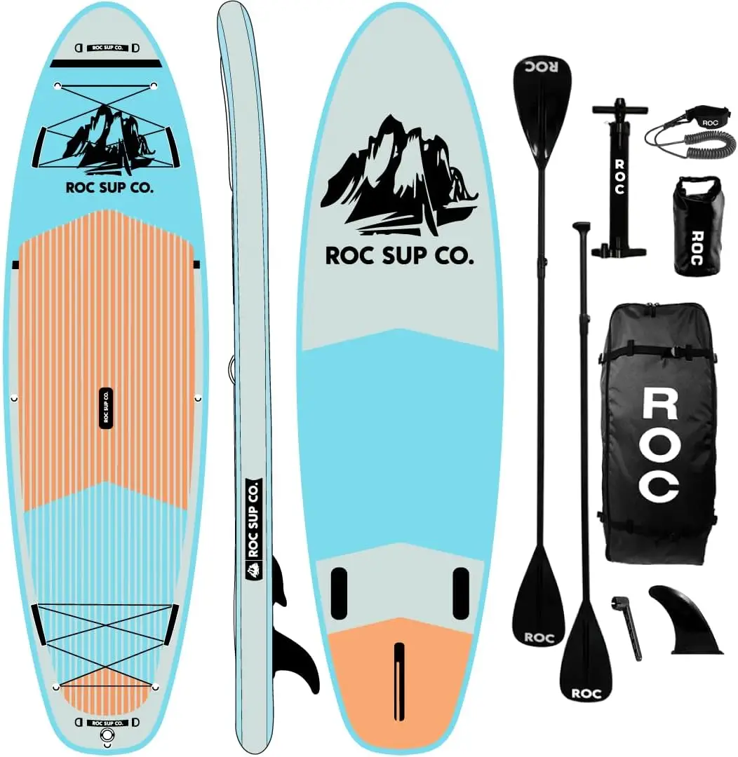 Roc Inflatable Stand Up Paddle Boards with Premium SUP Paddle Board Accessories, Wide Stable Design, Non-Slip Comfort Deck for Youth & Adults