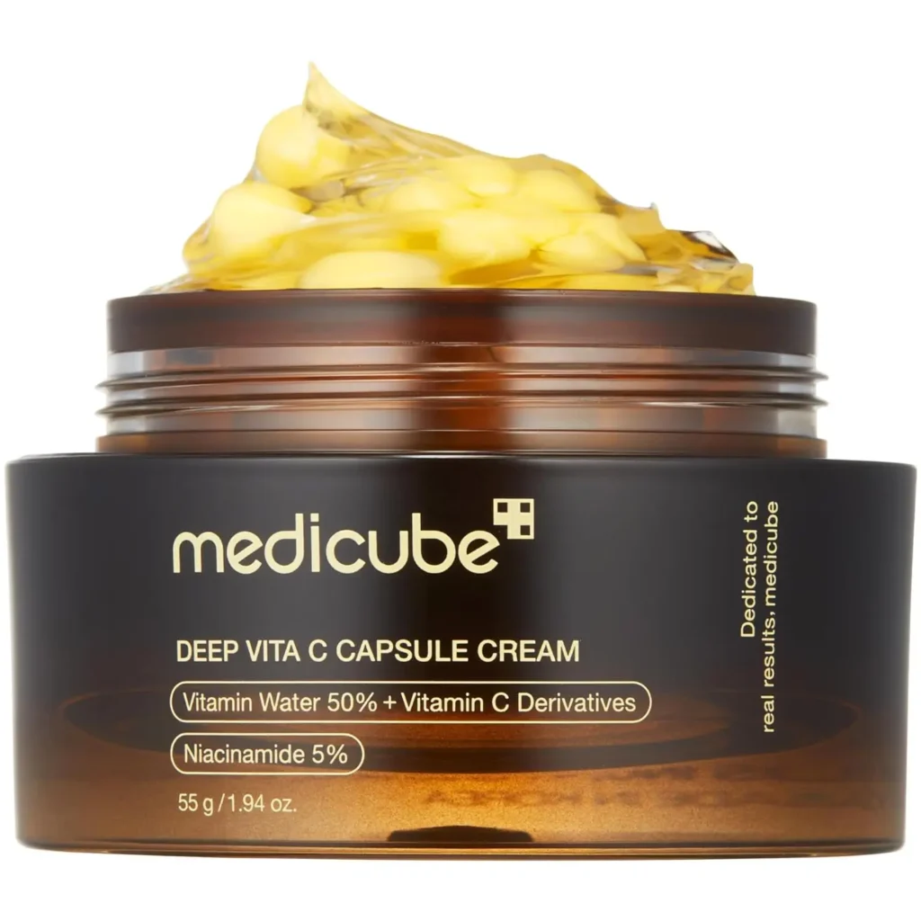 medicube Deep Vitamin C Golden Capsule Face Moisturizer - Liposome Capsules For Wrinkles, Skin Radiance - Transparent Gel for Glow Hydration - Korean Skin Care