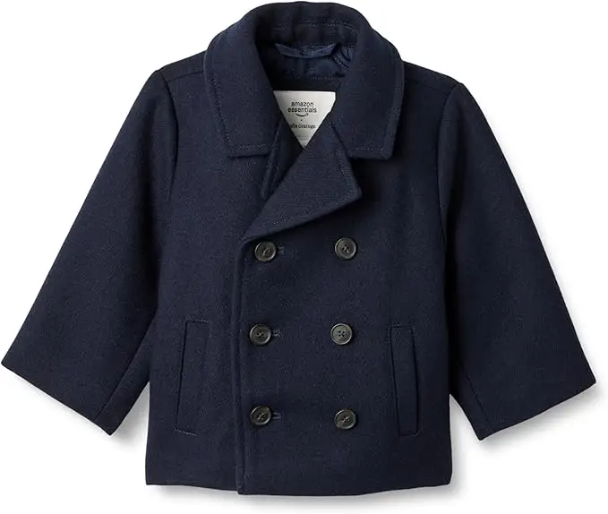 Amazon Essentials Baby Boys Wool Blend Double Breasted Coat