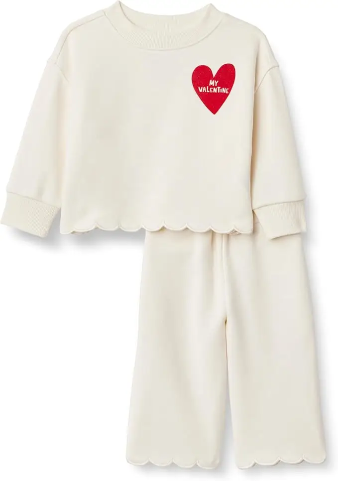 Amazon Essentials x Sofia Grainge Toddlers and Baby Girls' French Terry Pant and Top Set