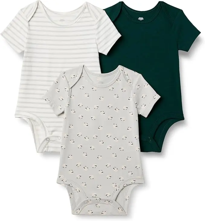 Amazon Essentials x Sofia Grainge Unisex Babies' Short Sleeve Crewneck Bodysuit, Pack of 3