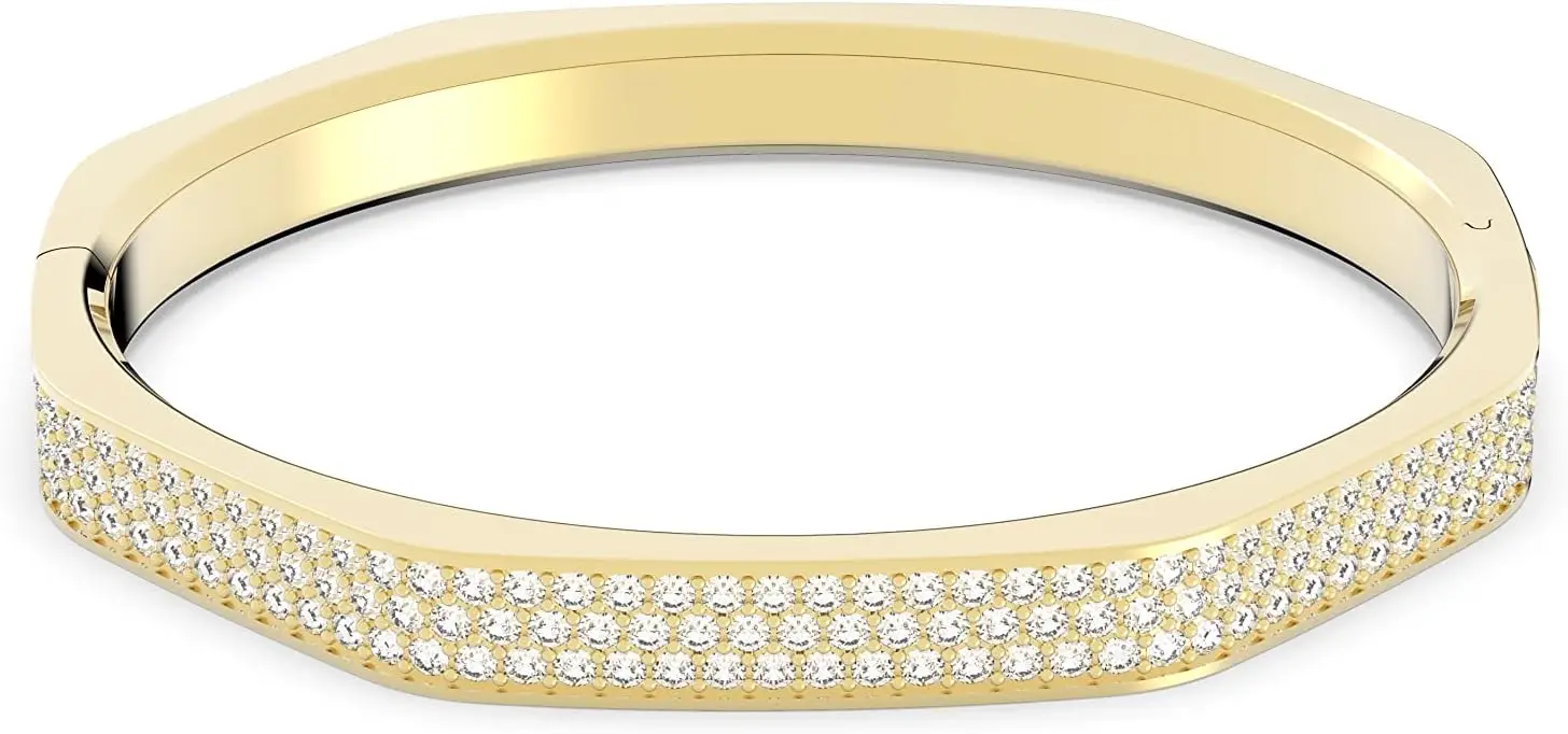 Swarovski Dextera Crystal Bangle Bracelet Jewelry Collection, Gold Tone Finish