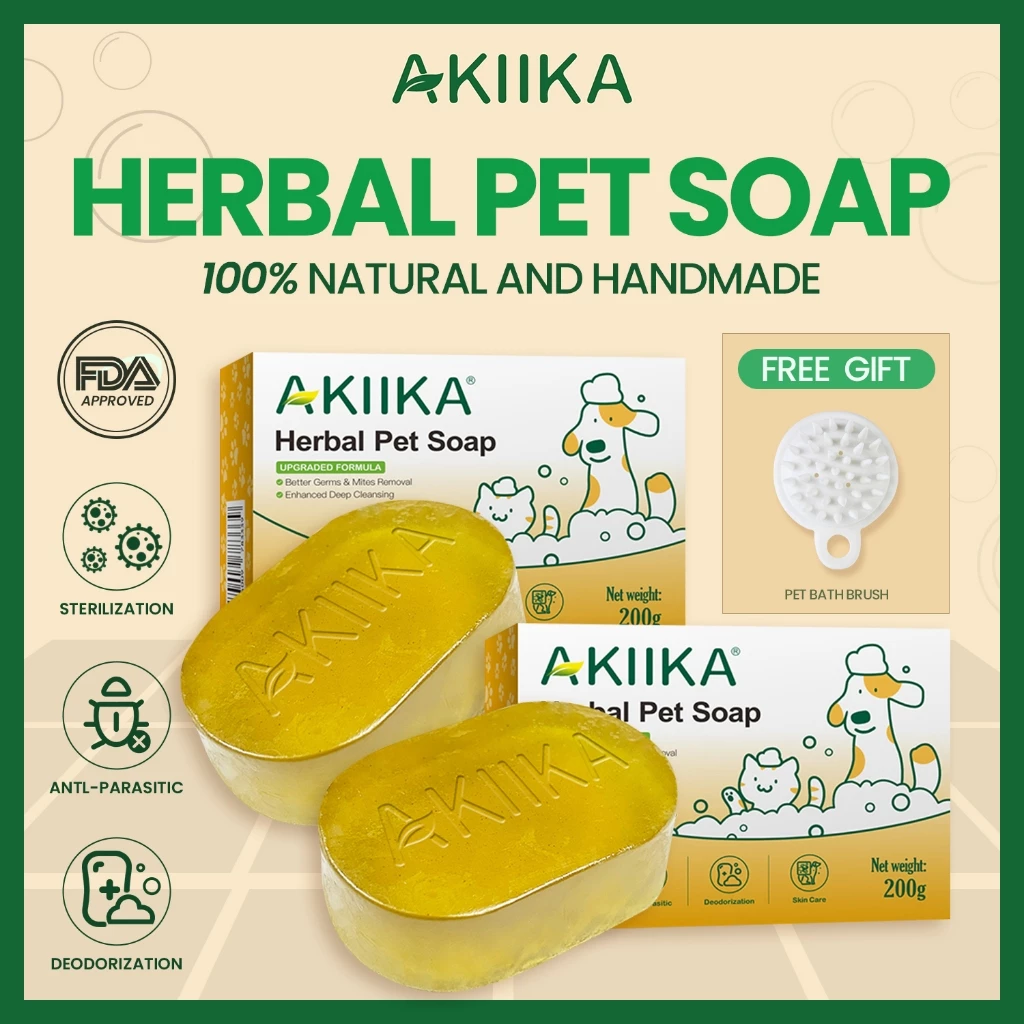 Akiika Herbal Pet Soap 100% Natural Handmade Sterilization Anti-Parasitic Deodorization Pet Care